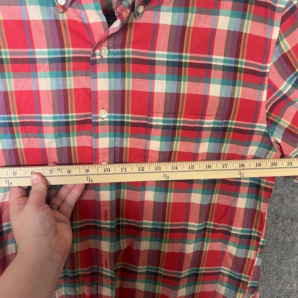 J.Crew Summer Shirt Men Size Large Red Plaid Button Down Shirt - Picture 4 of 7